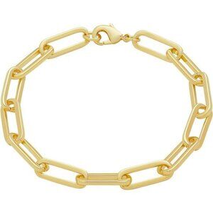 14k Gold Plated Chunky Chain Link Bracelet Paperclip Style Jewelry Gift Women